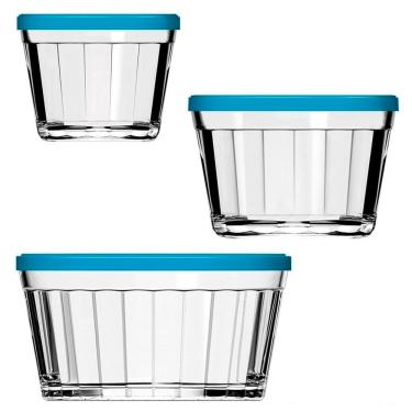 Imagem de Conjunto de Tigelas com Tampa Copo Americano em Vidro – 3 Peças