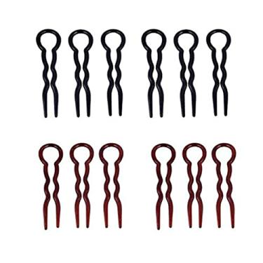 Imagem de Pernas de grampo de cabelo 12 peças grampos de cabelo em forma de u grampos de cabelo simples espiral rápida grampo de cabelo trança em forma de u pinos de torção ferramenta de estilo grampo acessórios de cabelo (cor: OneColor)