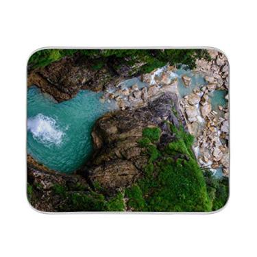 Imagem de Tapete de secagem de pratos para balcão de cozinha 45,72 x 40,64 cm Cachoeira mágica na Baviera Absorvente Escorredor de louças Escorredor de louças Tapetes