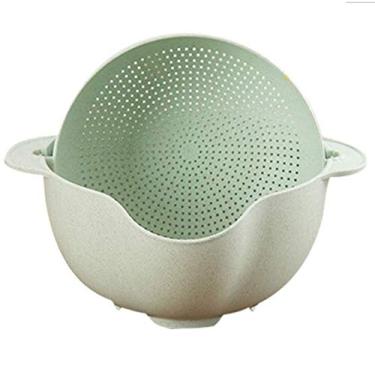 Imagem de cesta de lavagem bacia de drenagem dupla pia lavagem tigela de arroz bandeja de frutas cesta de drenagem lavar cesta de arroz coador de cozinha macarrão vegetal