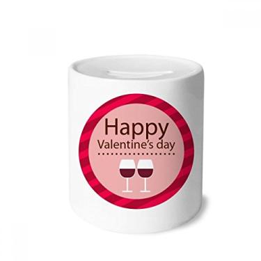 Imagem de DIYthinker Caixa de óculos rosa Happy Valentine's Day caixa de cerâmica porta-moedas presente de cofrinho