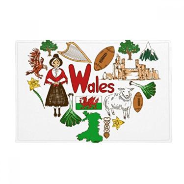 Imagem de DIYthinker Wales Love Heart UK Landscap Tapete para porta de banheiro antiderrapante