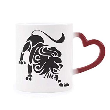 Imagem de Constellation Leo signo do zodíaco Caneca sensível ao calor Copo de grés que muda de cor vermelha