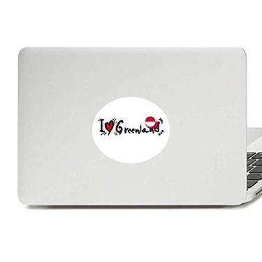 Imagem de I Love Greenland Palavra Bandeira Amor Coração Ilustração Vinil Emblema Gráfico Laptop Adesivo Notebook Decalque