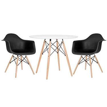 Imagem de Loft7, Kit Mesa Eames 90 cm branco + 2 cadeiras Eames DAW Preto