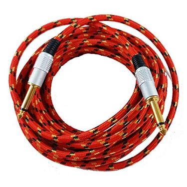 Imagem de Cabo De Guitarra Mono Nylon P10 Para P10 Dourado 6.5mm 5 Metros Vermelho 8 1 067