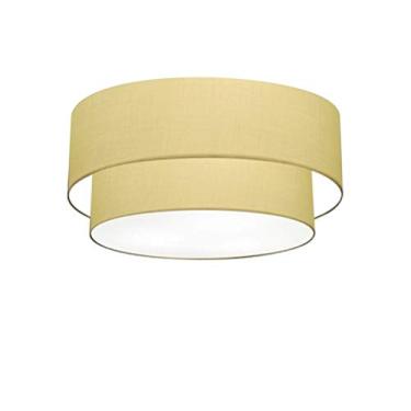 Imagem de Plafon Duplo Cilíndrico Cúpula Tecido 25/50x40 cm, Vivare Iluminação, Plafon3017 LA, Algodão Cru, Médio