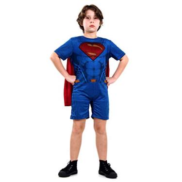 Imagem de Super Homem Curto Infantil Sulamericana Fantasias Azul/Vermelho P 3/4 Anos