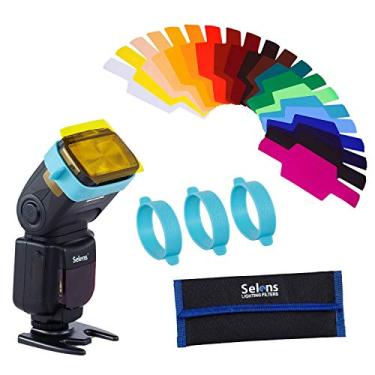 Imagem de Selens Kit de filtro de iluminação universal - 20 géis de correção de cor para flash de câmera e iluminação de estúdio