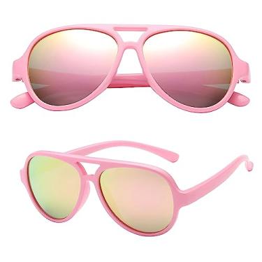 Imagem de Polarspex Pilot Óculos de sol infantis polarizados dobráveis para meninos e meninas – sem BPA, Princess Pink | Polarized Pink Quartz, Small