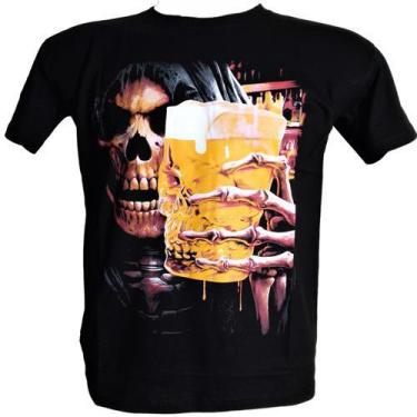 Imagem de Camiseta Básica Masculina T-Shirt Estampada Skull Beer - Rick Rock