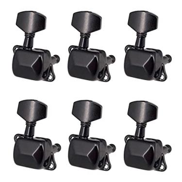 Imagem de SIMBAE Teclas De Afinação 6 Pieces String Tuning Pegs Semi-fechado Tuning Machine Heads Tuners para Guitarra Elétrica Guitarra Acústica (6 Direito, Preto)