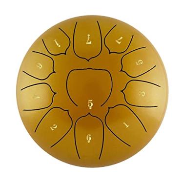 Imagem de SIMBAE Tambor Handpan Tambor de língua de aço de 11 polegadas Tambor de 11 notas Tambor Handpan com Tambor Maquete Palitos de Dedo Percussão para Meditação Yoga