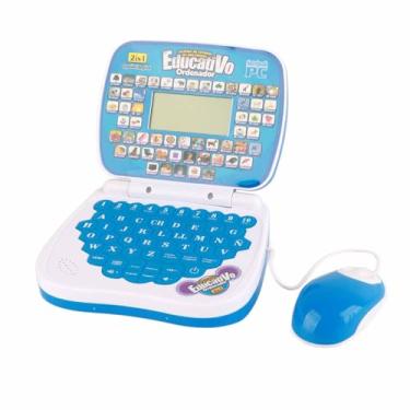 Imagem de Laptop de Aprendizado Infantil Teclado Portátil de Aprendizado Bilíngue para Crianças Brincando Em Casa Relendo para Crianças (Azul)