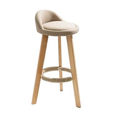 Imagem de Banquetas de bar elegante banqueta alta de madeira para casa cadeira de encosto de bar banqueta cadeira de bar redonda, cadeiras de bar de 68 cm (cor: b)