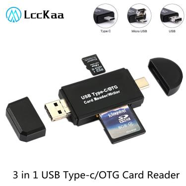 Imagem de Smart Memory Card Reader  3 em 1  USB 2.0  Leitor de Cartão SD  TF  SD Mirco  Tipo C  OTG Flash