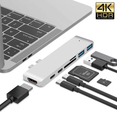 Imagem de Adaptador USB Tipo-C para HDMI  Thunderbolt 4K  3 USB C 3.0  Slot para leitor SD TF  PD para MacBook