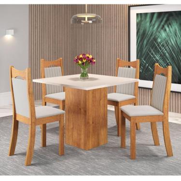 Imagem de Conjunto de Jantar Mesa Quadrada Olimpia com 4 Cadeiras Dalas Mel/Blonde/Marfim