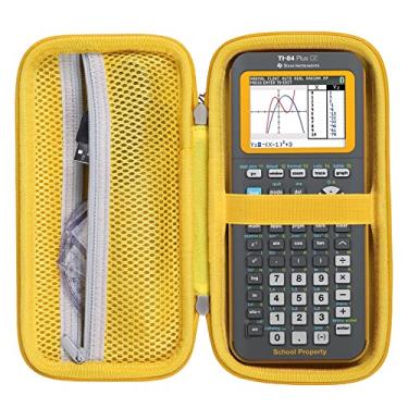 Imagem de Khanka Estojo Stroage para Texas Instruments TI - 84 Python/TI-83 Plus/TI-84 Plus/TI-84 Plus CE Calculadora gráfica colorida, somente capa (preto, laranja)