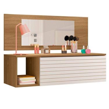 Imagem de Penteadeira Suspensa Com Painel E Espelho Joy - Ssx Multicoisas Cor Nature-branco