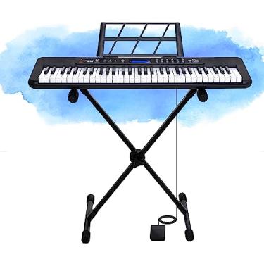 Imagem de Kit Teclado Musical KB300 Kobe 61 Teclas Sensíveis com Pedal Sustain e Suporte em X