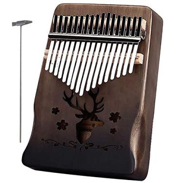 Imagem de Piano de dedo Kalimba de 17 teclas, piano de dedo de polegar de bolso Marimba, instrumento musical com martelo de afinação instrumento musical de oração em casa, (18 cm x 13 cm) xunlutouhei