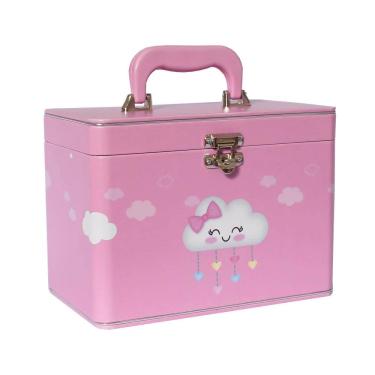 Imagem de Maleta Box Chuva de amor Rosa 6 álbuns fotográficos 600 fotos 10x15 Bebê Newborn