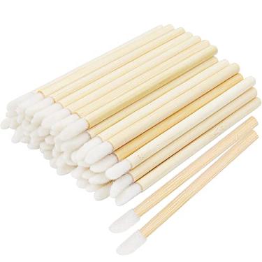 Imagem de 100 Pcs Disposable Lip Brushes Premium Lipstick Applicator Wands Bamboo Handle Makeup Tool Kits
