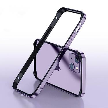 Imagem de Capa protetora de alumínio para aviação leve para iPhone 13 12 11 14 15 Pro Max 15Pro X XR XS 7 8 6 Plus Acessórios de moldura de silicone de luxo, roxo BK, para iPhone X XS