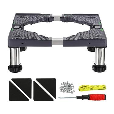 Imagem de PATIKIL Mini suporte de geladeira, base de suporte de lavanderia de 4 pés fortes bandeja de base ajustável multifuncional antivibração para geladeira, máquina de lavar, secadora, lava-louças, AC, 14 a 17 cm de altura
