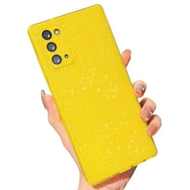 Imagem de MINSCOSE Capa compatível com Samsung Galaxy Note 20 5G, linda capa brilhante fina à prova de choque TPU brilhante para mulheres e meninas para Galaxy Note 20 de 6,7 polegadas - amarelo