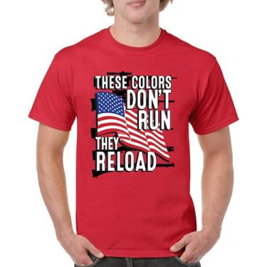 Imagem de Camiseta masculina These Colors Don't Run They Reload 2nd Amendment 2A Don't Tread on Me Second Right Bandeira Americana, Vermelho, G