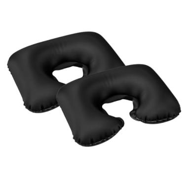 Imagem de Kit 2 Almofadas de Pescoço Inflável para Viagem Anatômica Impermeável | Almofada de Viagem Passeio Almofada Ortopédica para Viagem Avião Carro Travesseiro de Pescoço Apoio Encosto Pescoço (Preto)