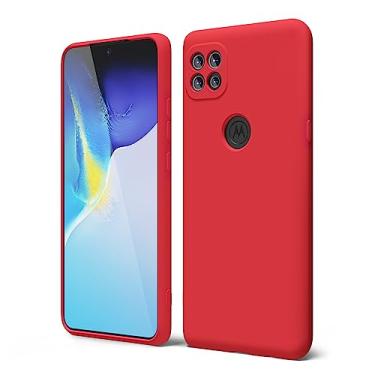 Imagem de oakxco Capa de silicone para Motorola Moto One 5G ACE (One 5G UW Ace), capa de telefone de gel de borracha macia para mulheres e meninas, ajuste fino, protetor estético TPU bumper com aderência, vermelho