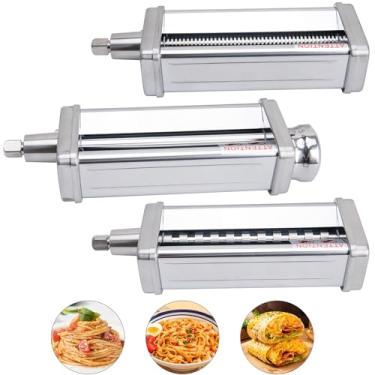 Imagem de Acessório de massa KitchenAid, 3 em 1: rolo de folha, cortador de espaguete e fettuccine, aço inoxidável, prata