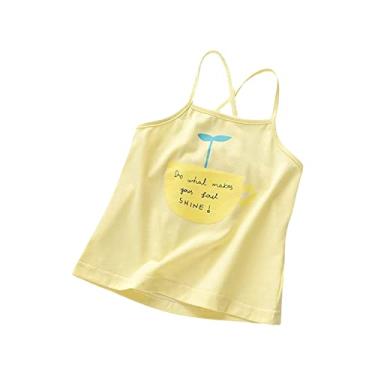 Imagem de Pijama curto para meninas, mistura de algodão, roupa íntima, camiseta infantil, camiseta infantil, 4 anos, Amarelo, 6-12 Months