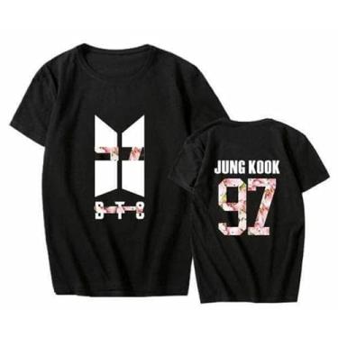 Imagem de Camiseta K-pop J-Hope Jin Jungkook Jimin RapMonster Su-ga V Unissex Camiseta Estampada Camiseta de Algodão Merch, Preto 6, M
