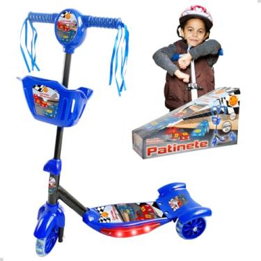 Imagem de Patinete 3 Rodas Brinquedo Menino Infantil Cesta Luzes Sons Brinquedo Corrida Carrrinho
