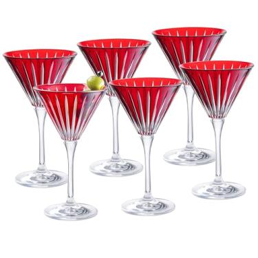 Imagem de Barski Taça de coquetel de martini colorida - taças de champanhe martini vermelho rubi - para martini - champanhe - coquetéis - Margarita - conjunto de 6 - pronto para presente - vermelho rubi - 200