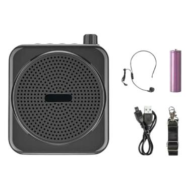 Imagem de UGPLM Amplificador de voz pessoal portátil mini amplificador de voz alto-falante recarregável para vários locais professores de sala de aula cantores, PRETO