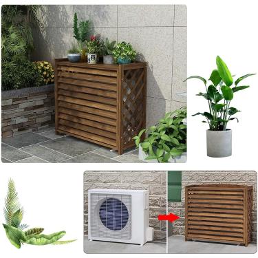 Imagem de Capa de ar condicionado, cobertura de madeira para unidade de ar condicionado, rack de ar condicionado externo, 100x43x94cm