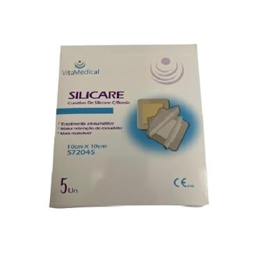 Imagem de Curativo De Silicone com Espuma E Borda Silicare 10x10cm caixa com 5 unidades Vitamedical - S72045