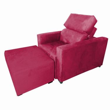 Imagem de Poltrona Sofa Amamentação Retrátil e Reclinável Veneza + Puff Bella Vermelho