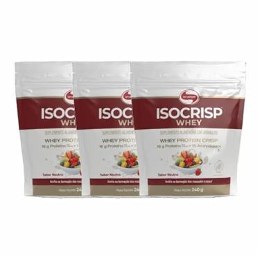 Imagem de Kit 3X: Isocrisp Whey Protein em Crispies Crocantes Sabor Neutro Vitafor 240g