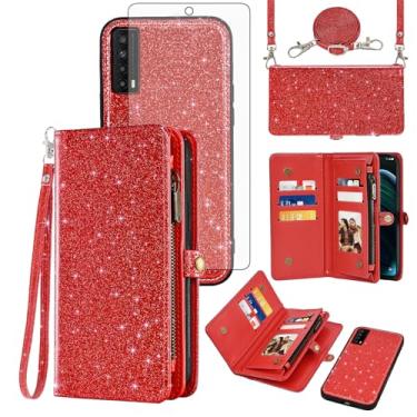 Imagem de Asuwish Capa de telefone para TCL Stylus 5G 2022 com zíper carteira destacável capa celular com protetor de tela de vidro temperado cordão alça de pulso flip compartimento para cartão de crédito TLC