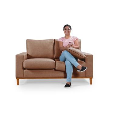 Imagem de Sofa Living Istambul 2 Lugares Linho Essencial Estofados (Linho, Marrom)