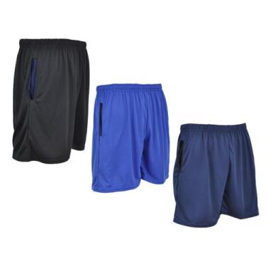 Imagem de Kit 3 bermudas masculina esportiva academia futebol P ao G3 Plus Size 
