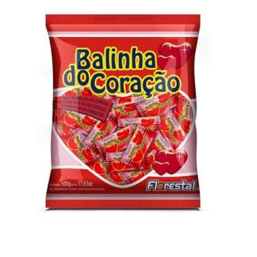 Imagem de Balinha do Coração Mastigável Morango 500g Florestal- 2 un