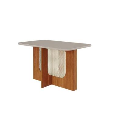 Imagem de Mesa De Jantar Ratangular 130X80cm Tampo Mdf/Vidro Louise Cimol Cinamo