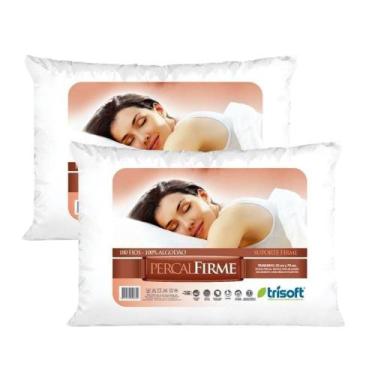 Imagem de Kit 02 Travesseiros Percal Firme 180 Fios 50x70cm Trisoft